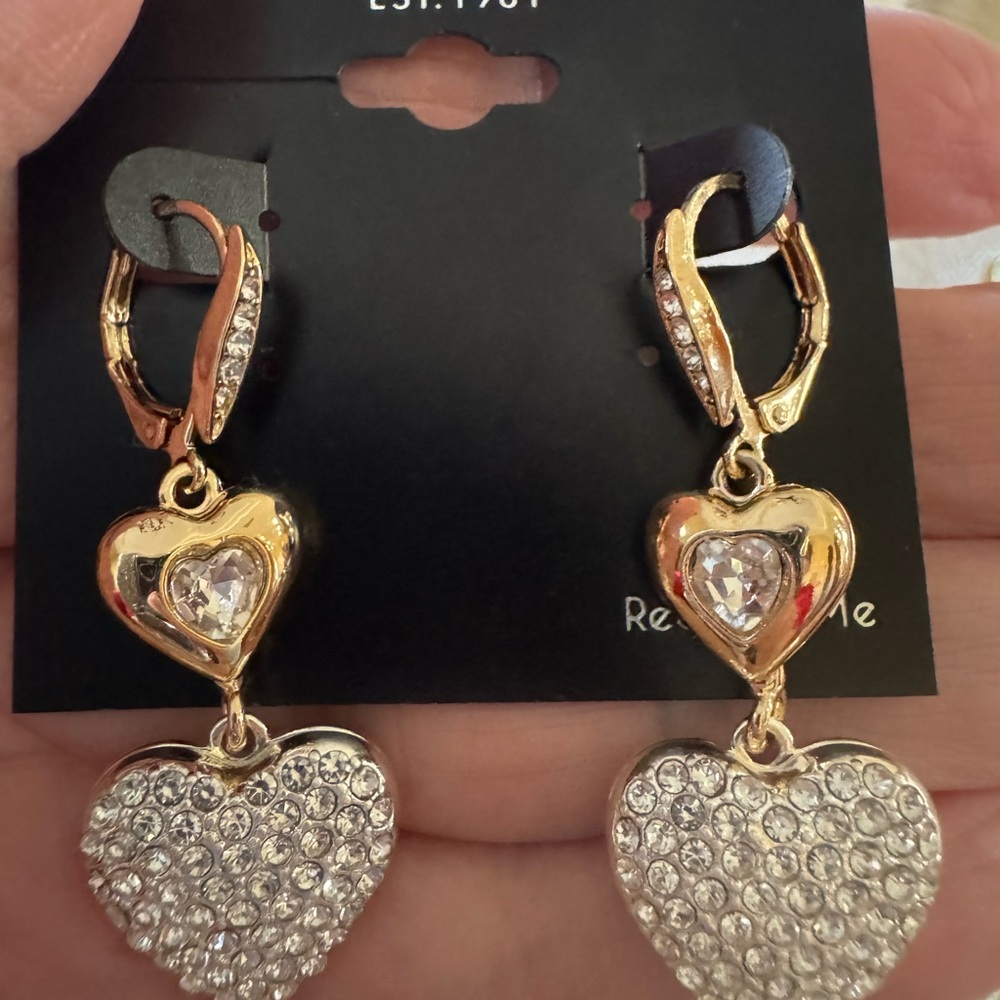 Guess Gold and Silver Heart Earrings NWT